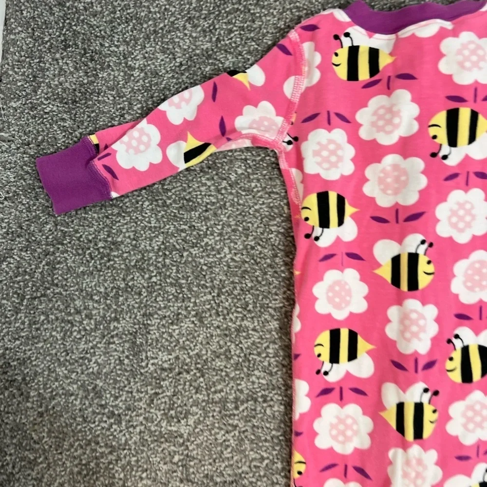 Hanna Andersson sleeper Pink Bee and Flower Kids pajamas 9-18 months